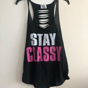 🌟NWOT🌟 Custom-made “Stay Classy” Distressed Tank